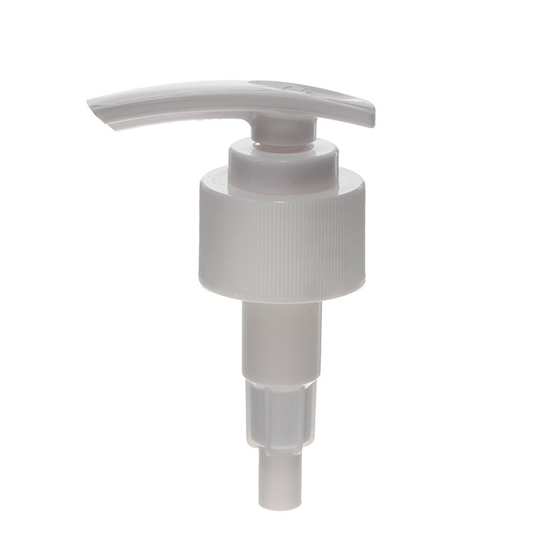 Bathroom Lotion Pump, 28-410, Ribbed, Lock Down, White, 2ml Output