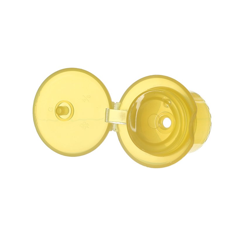 24/415 Yellow PP Plastic Smooth Flip Top Cap - Image 4