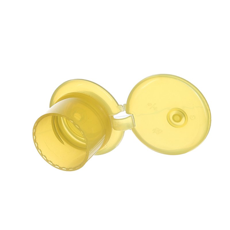 24/415 Yellow PP Plastic Smooth Flip Top Cap - Image 3