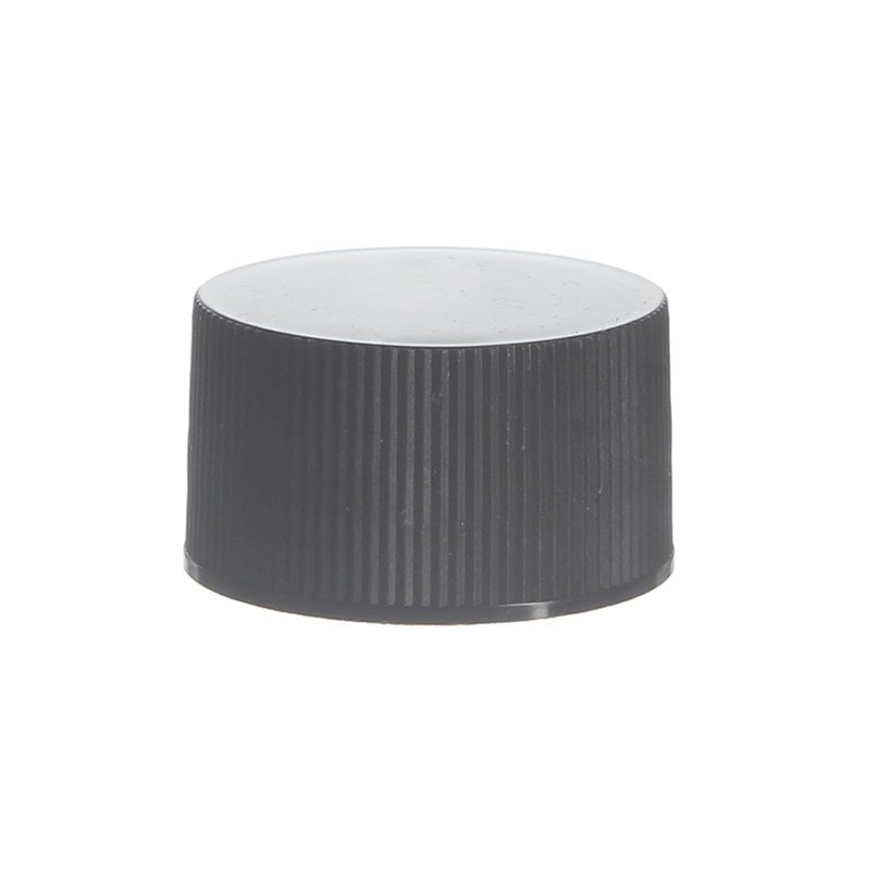 28-410 Black Plastic Ribbed Plain Screw Cap XG05L01 (1)