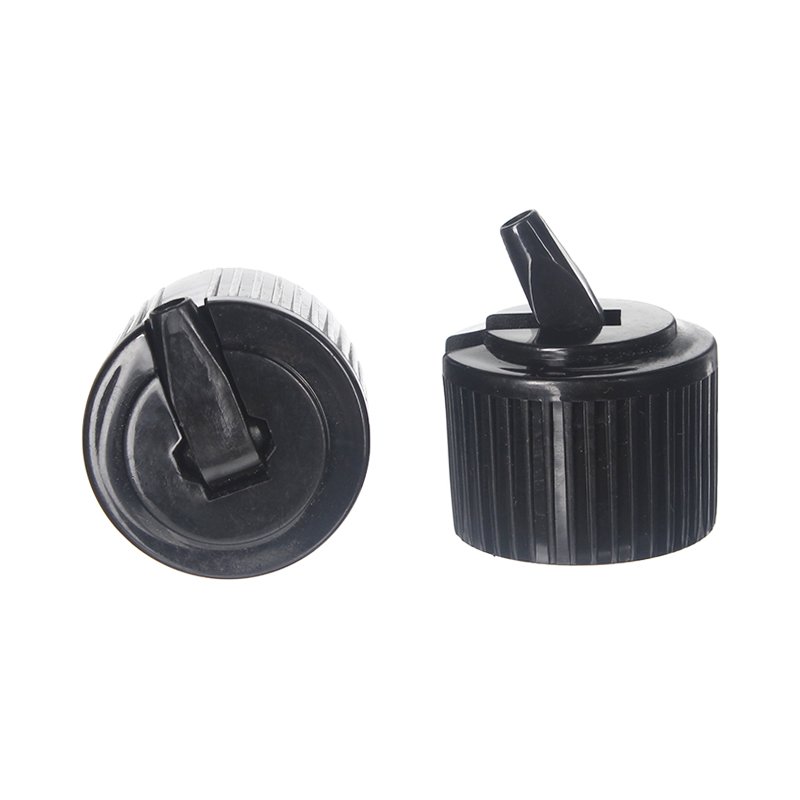 24-410 Black PP Plastic Ribbed Flip Top Cap FG65PT01 (2)
