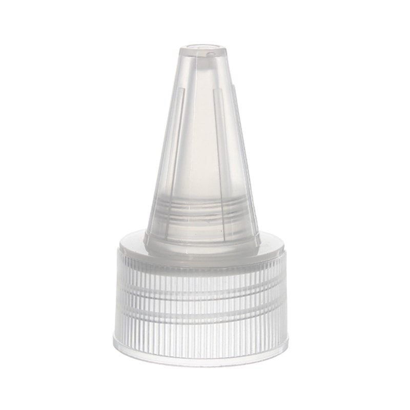 28-410 Clear PP Plastic Ribbed Spout Cap with PE Foam Liner JZ05L01 (1)