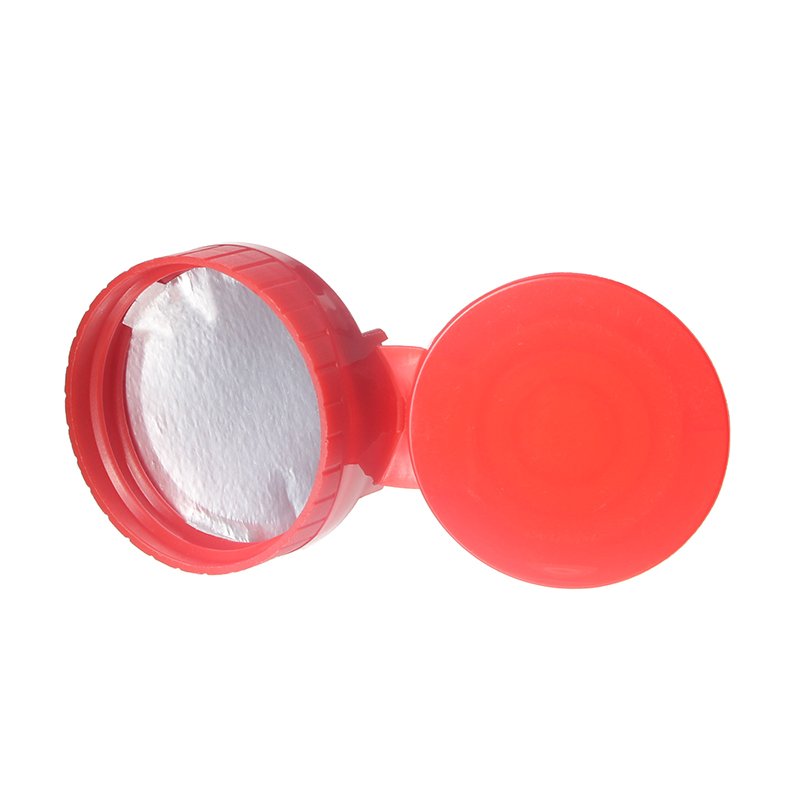 38-400 Red PP Plastic Ribbed Flip Top Cap with Heat Induction Liner FG14XF01 (3)