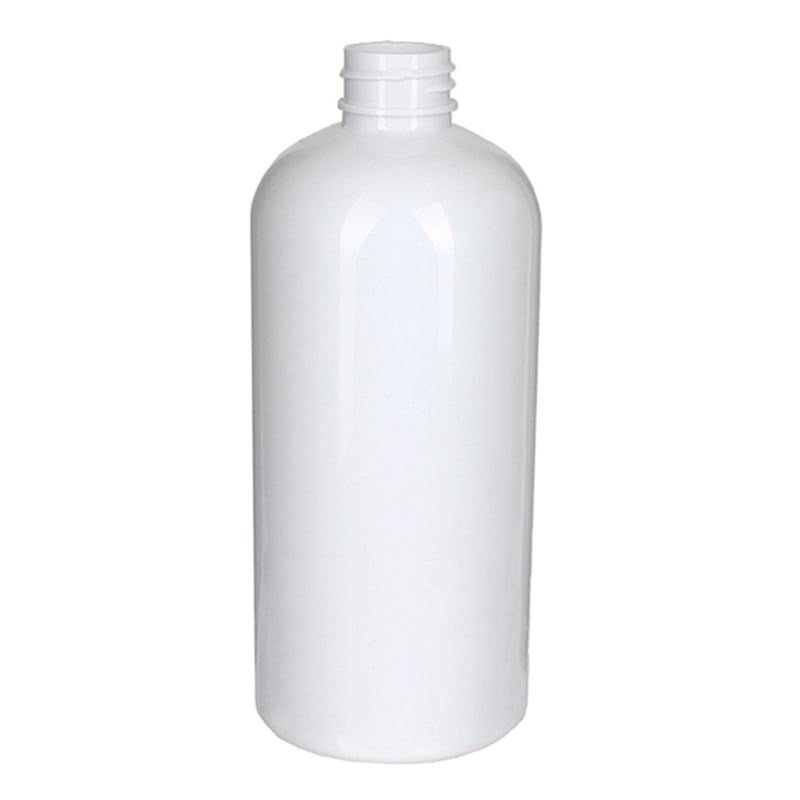 500ml White PET Plastic Boston Round Bottle