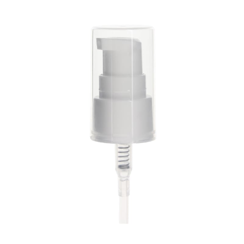Treatment Pump Cap, 20-410, Ribbed, Clear Hood, White, 0.25ml Output
