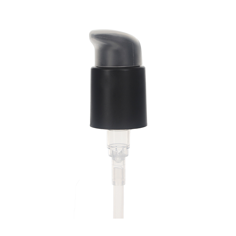 Luxury Hand Cream Pump, 24-410, Matte Black, Clear Hood, Lock Up, 0.6ml Output