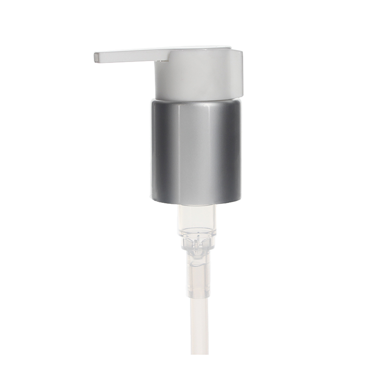 Silver Lotion Pump, 24-410, Spring Outside, Clip Lock, 0.6ml Output - KIWL Plastic