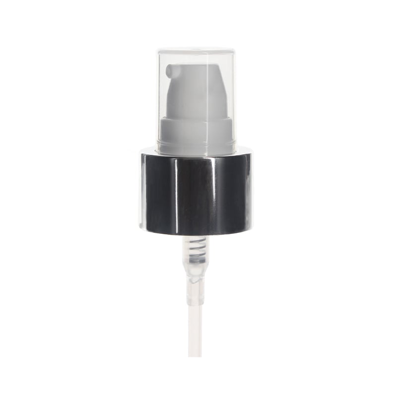 Aluminum Treatment Pump, 24-410, Shiny Silver, Clear Hood, 0.6ml Output