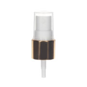 18/410 Metal Fine Mist Sprayer- Smooth- Shiny Gold- Clear PP Hood- 0.13ml