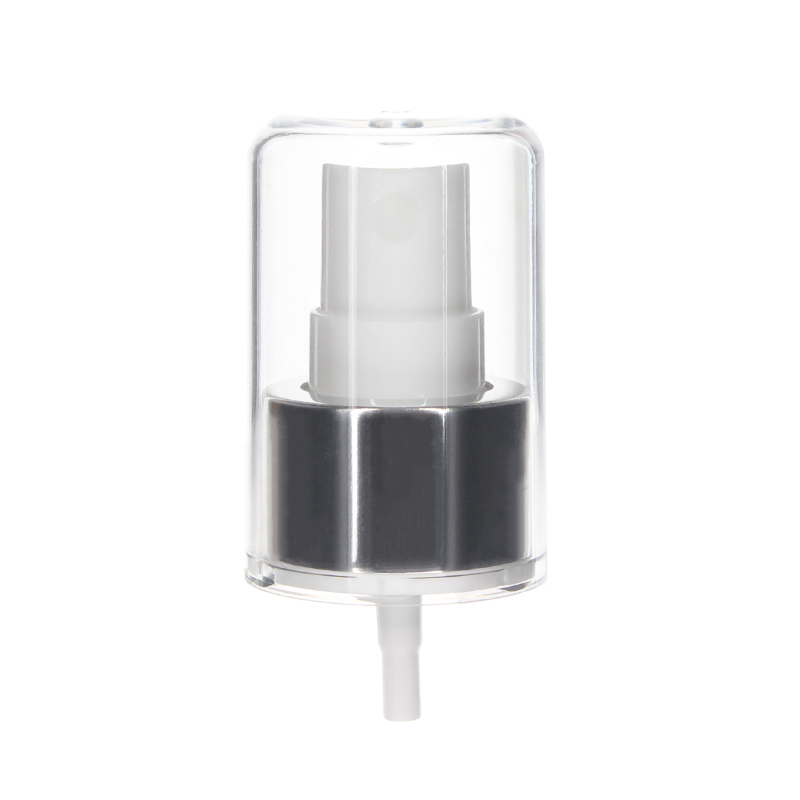 24-410 Metal Plastic Finger Mist Sprayer, 0.14 ml Output, Shiny Silver, AS Full Overcap MS2410B-5F