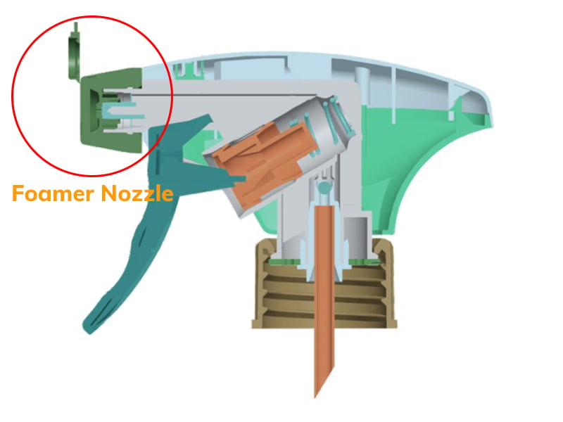 sectional view of foam trigger sprayer