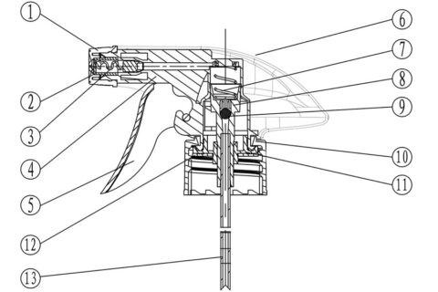Sectional view of a typical trigger sprayer