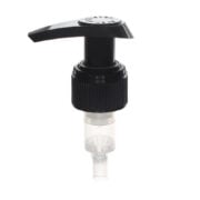 24/410 Wholesale Spring Outside Black Ribbed Lock-Up Lotion Pump, 2.0ml Output