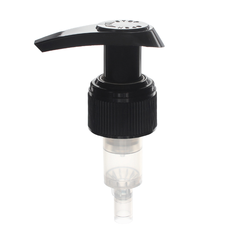 24/410 Wholesale Spring Outside Black Ribbed Lock-Up Lotion Pump, 2.0ml Output