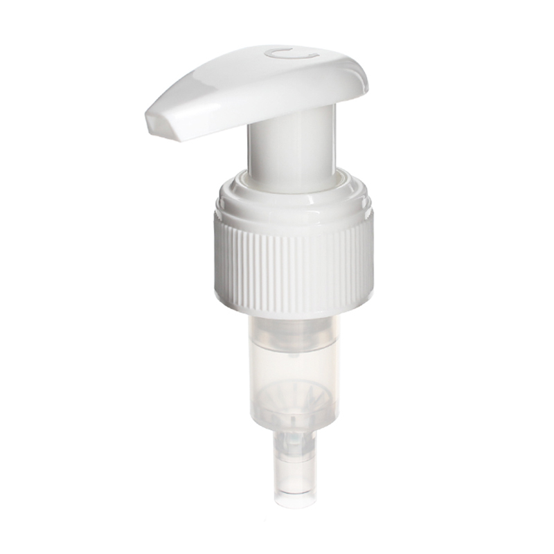 Hand Lotion Dispenser, 24-410, Ribbed, Lock-Up, Spring Outside Pump, White, 2.0ml Output - top view