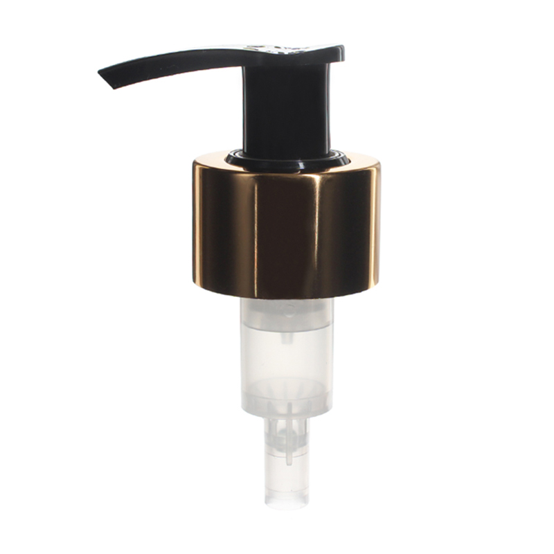 Gold Lotion Pump, 28-410, Aluminum Closure, Lock Up, Spring Outside, 2ml Output - KIWL Plastic