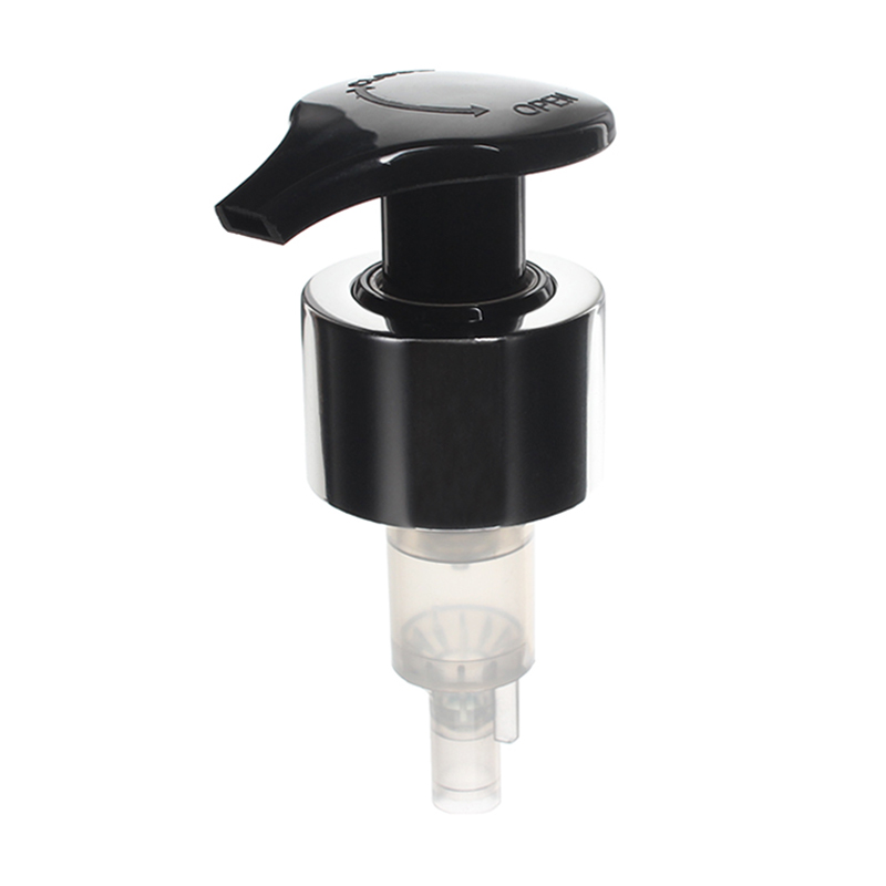 Aluminum Lotion Pump, 28-410, Lock Up, Spring Outside, 2ml Output - top view - KIWL Plastic