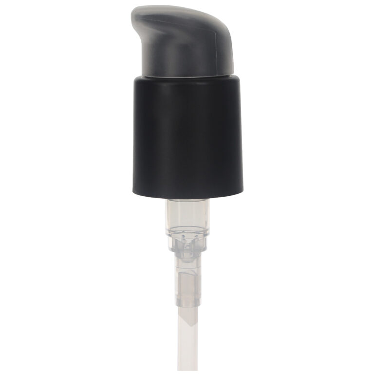 a black cosmetic treatment pump