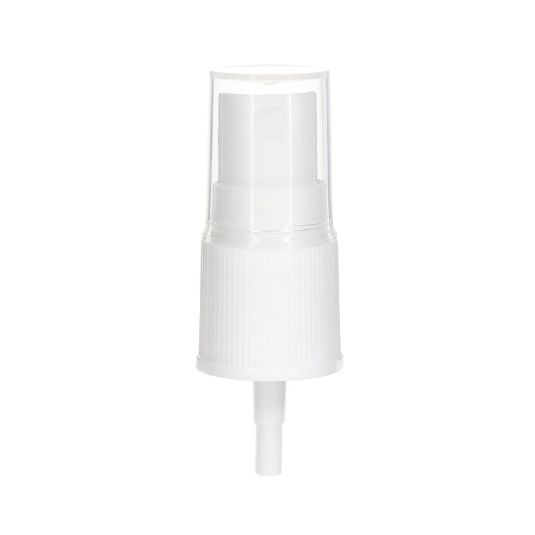 18-415 Fine Mist Sprayer- Ribbed- White- Clear PP Hood- 0.13ml