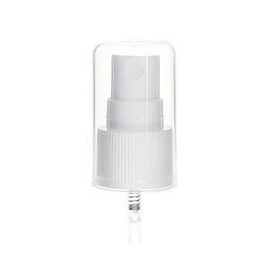 20-410 Fine Mist Sprayer- Ribbed- White- Clear PP Full Rounded Hood- 0.13ml