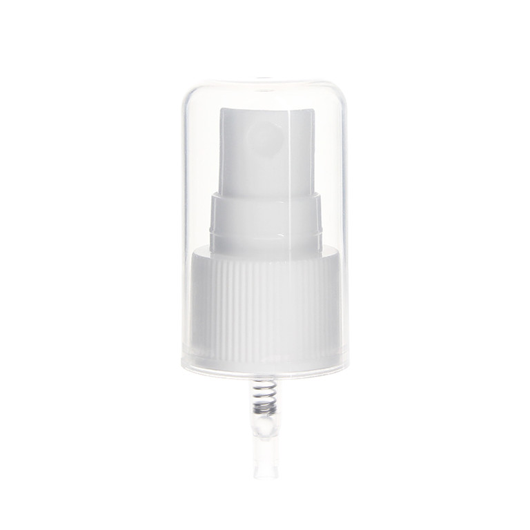 20-410 Fine Mist Sprayer- Ribbed- White- Clear PP Full Rounded Hood- 0.13ml