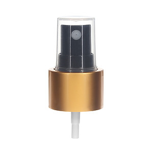 24-410 Fine Mist Sprayer- Smooth- Black/ Matte Gold- Clear PP Hood- 0.13ml
