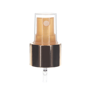 24-410 Fine Mist Sprayer- Smooth- Shiny Gold- Clear PP Hood- 0.13ml