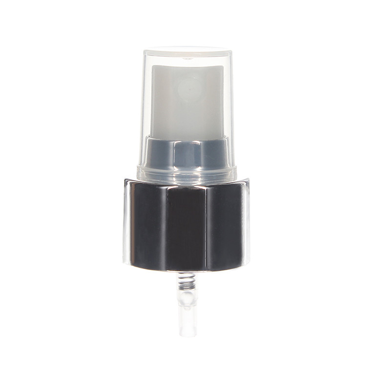 24-410 Fine Mist Sprayer- White/ Silver- UV Electroplating - Clear PP Hood - 0.13ml