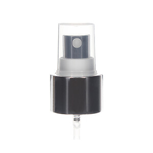 24-410 Metal Fine Mist Sprayer- Shiny Silver- Clear PP Hood- 0.13ml