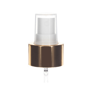 28-410 Fine Mist Sprayer- Smooth- Shiny Gold- Clear PP Hood- 0.13ml