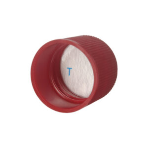 20mm 20-415 Red Plastic Ribbed Plain Screw Top Cap with Liner - Image 2