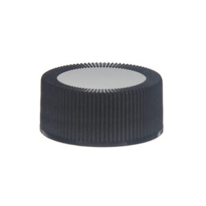 28/400 Black Plastic Ribbed Screw Cap with Liner, Stipple Top