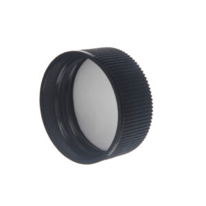 28/400 Black Plastic Ribbed Screw Cap with Liner, Stipple Top - Image 3