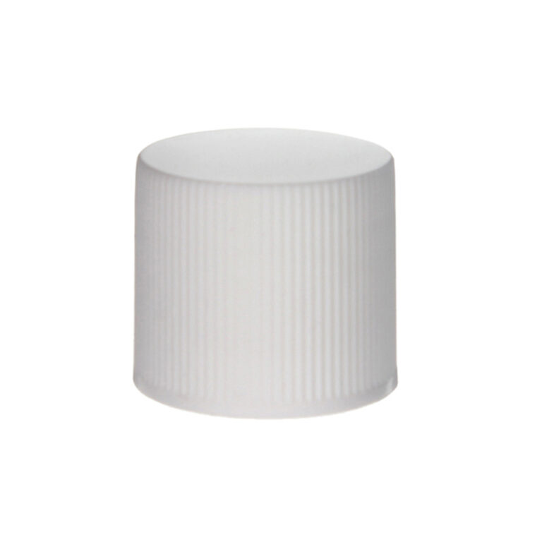 28/415 White Plastic Ribbed Screw Cap with Liner, Stipple Top