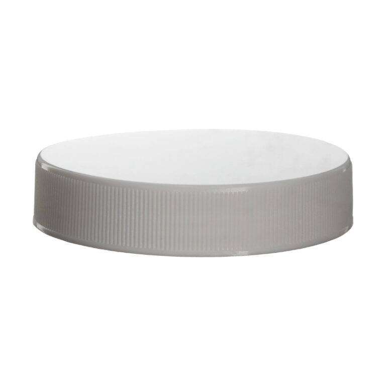 68mm 68-400 White Plastic Ribbed Plain Screw Cap with Liner