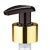 a gold color lotion pump with nested aluminum over the closure