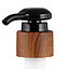 a lotion pump with wood grain on the closure